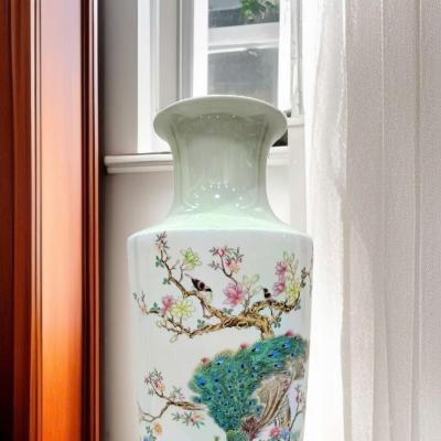 BÌNH SỨ HỌA TIẾT CHIM CÔNG